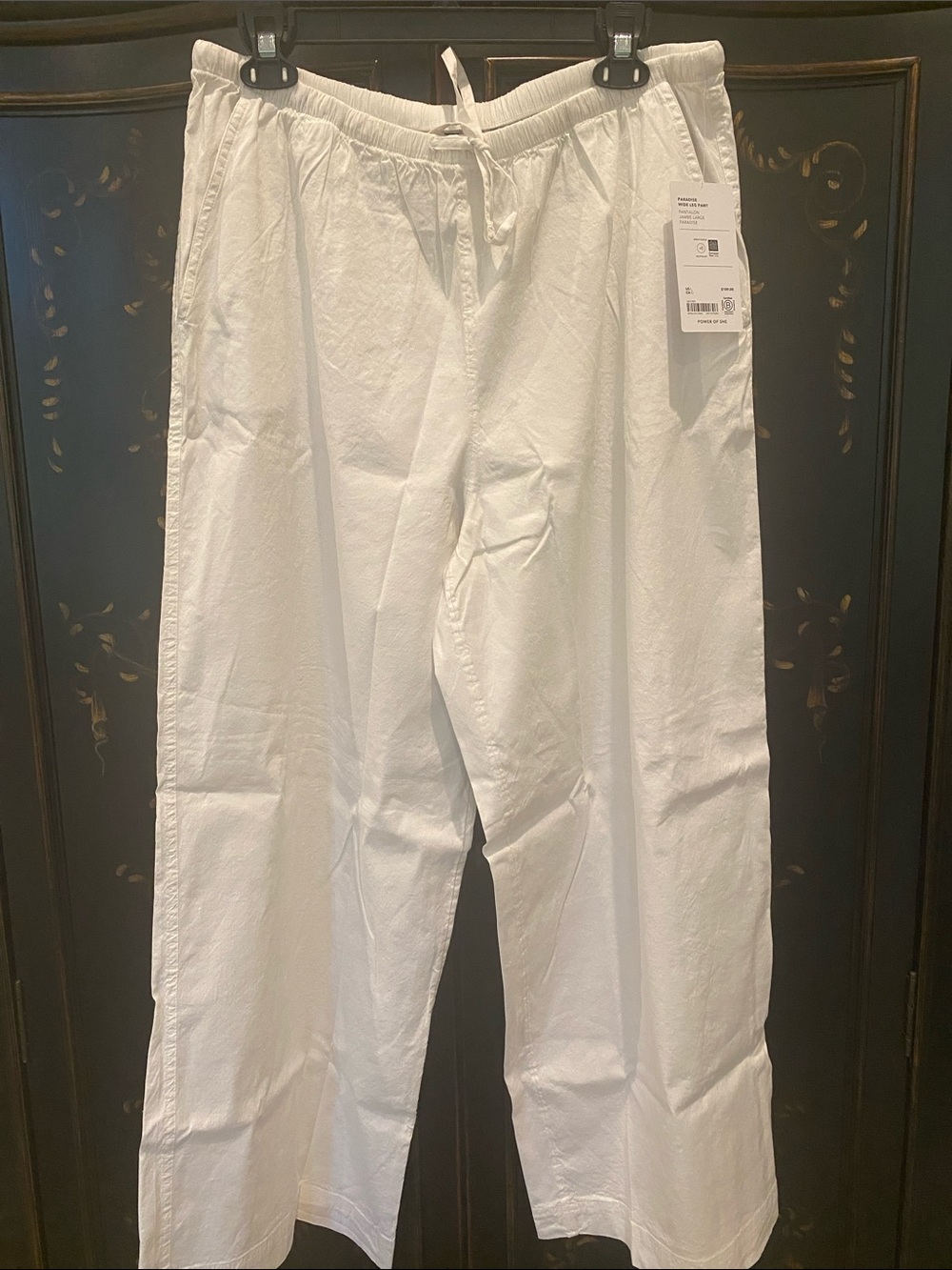Athleta White Paradise Drawstring Wide-Leg Pants